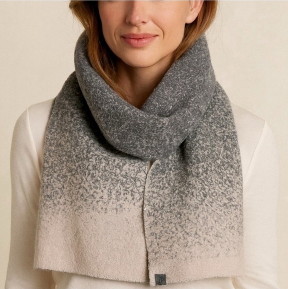Barefoot Dreams Cozy chic Lite Confetti’s Scarf And Beanie In Green-Fog Gray-NWT
